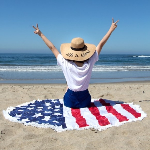 Other - American Flag Round Beach Towel or Throw Fringed